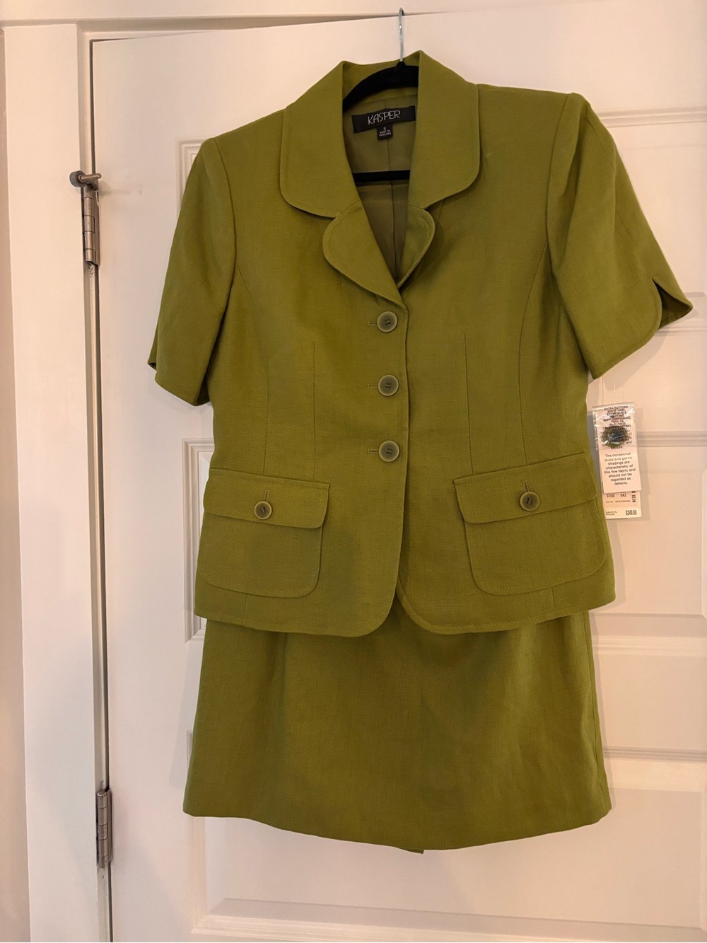 Kasper Olive Blazer and Skirt Two-Piece Set